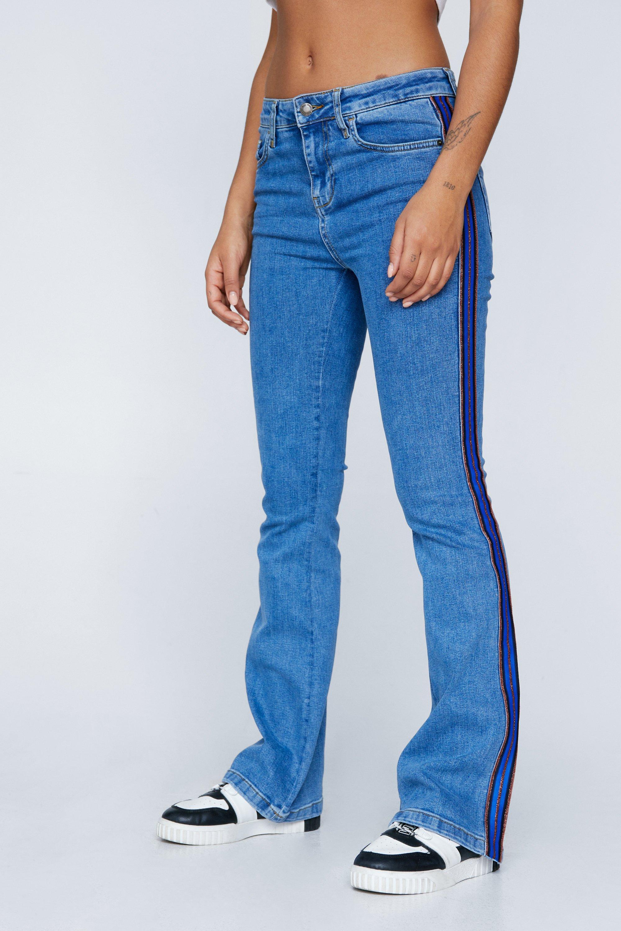 Blue striped sales flare pants